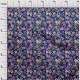 thumbnail image 2 of oneOone Georgette Viscose Medium Blue Fabric Leaves & Flowers Floral Quilting Supplies Print Sewing Fabric By The Yard 42 Inch Wide, 2 of 4