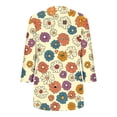 thumbnail image 4 of 3/4 Length Sleeve Women Tops Crew Neck Blouses Dressy Casual Summer T Shirts Loose Fit&nbsp; Yellow XL, 4 of 5