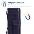 thumbnail image 4 of Allytech Wallet Case for iPhone 13 5G 6.1 inch 2021, Slim Premium Embossed Tree Cat Flowers PU Leather Flip Kickstand Magnetic Snap Hand Strap Case for iPhone 13 2021, Purple, 4 of 6