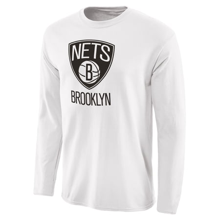 Men s White Brooklyn Nets Primary Logo Long Sleeve T-Shirt