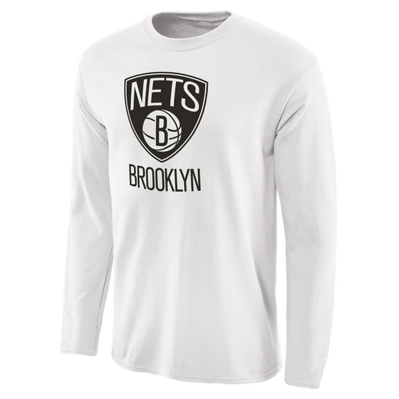 Men's White Brooklyn Nets Primary Logo Long Sleeve T-Shirt