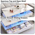 thumbnail image 5 of Blotout LED White Coffee Table with 2 Storage Drawer, 43" Modern High Glossy Coffee Tables w/Open Display Shelf, Rectangle 2-Tier Center Table for Living Room(White Marbling Print-43"), 5 of 8