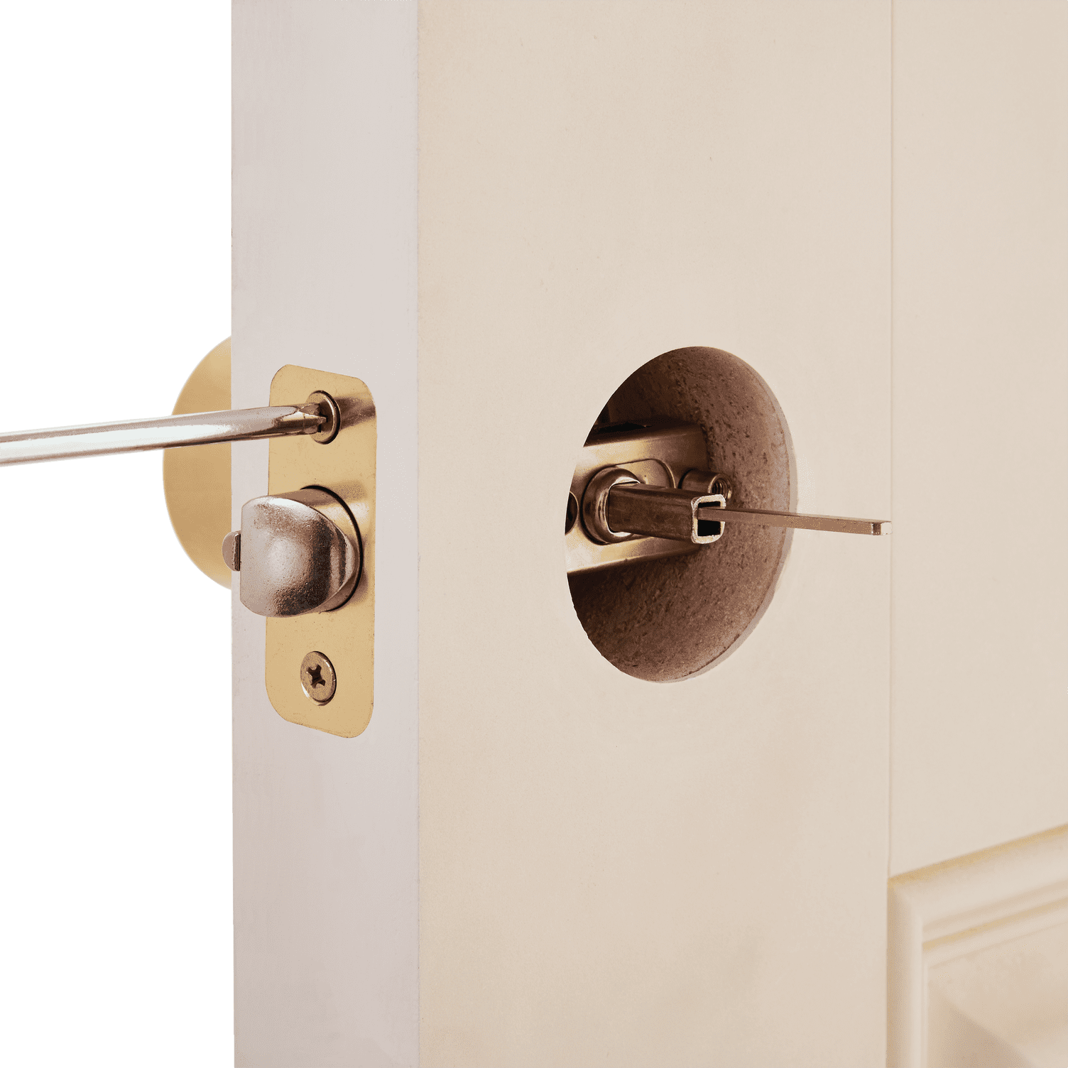 (4 pack) Hyper Tough Interior Privacy Tulip Style Doorknob, Polished Brass