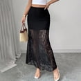 thumbnail image 5 of adaychics Black Lace Maxi Skirt High Waisted Women See Through Sheer Mesh Sexy Bodycon Maxi Skirt for Club Party Night Out, 5 of 7
