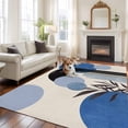 thumbnail image 3 of Area Rug 60×96in, Vintage Abstract Blue Color Block Floor Carpet Living Room Rug, Minimalist Boho Leaves Non-Slip Welcome Mat Indoor Rugs for Bedroom Dining Room, 3 of 9
