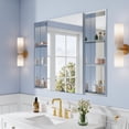 thumbnail image 4 of ANGELES HOME 48 in. x 36 in. Aluminum Bathroom Medicine Cabinet and Open Shelf Set, Copper-Free Tri-View Mirror with Soft-Close Blum Hinges, Recessed or Surface Mount, 4 of 16