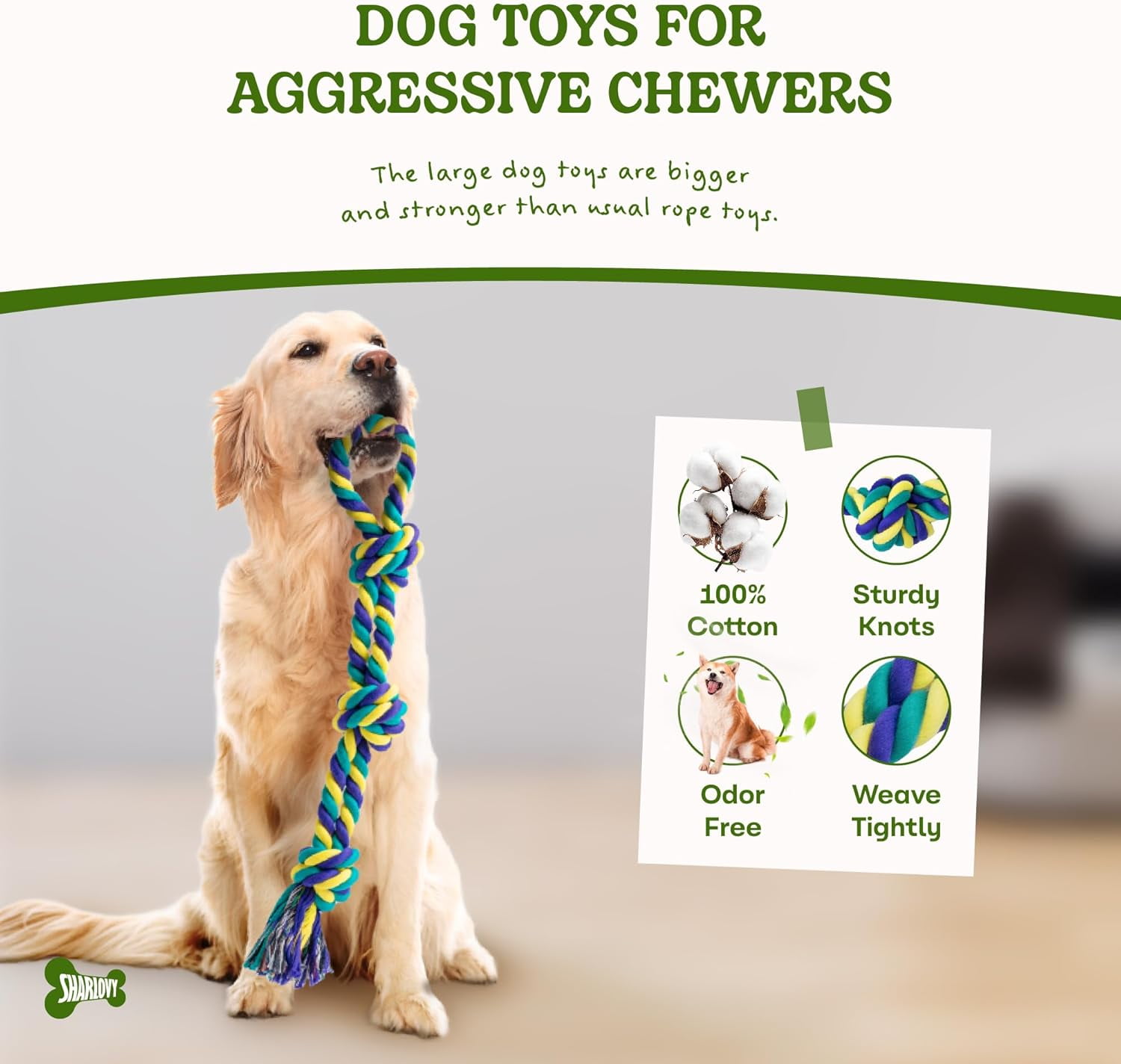Dog Rope Toy for Medium Dogs, 2 Pack Heavy Duty Dog Chew Toys for Aggressive Chewers, Interactive Tug of War Dog Toys for Medium to Large Breed