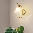thumbnail image 4 of Nordic Wall Light Elegant Wall Sconce with Pull Chain Switch, Flower Glass Wall Lamp Shade Copper Wall Mount Lighting Fixture, Bedroom Bedside Living Room E14 Wall Sconces, 4 of 6
