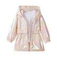 thumbnail image 5 of UACY Kids Shiny Jacket Sparkly Lightweight Waterproof Raincoat Boys Girls Street Y2K Glitter Windbreaker Rain Jacket (White, 5-6 Years), 5 of 8