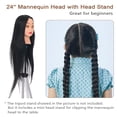 thumbnail image 3 of Cabeza de práctica para peinado de 24 pulgadas, cabello de fibra resistente al calor, incluye soporte ajustable, ideal para estilistas principiantes., 3 of 6