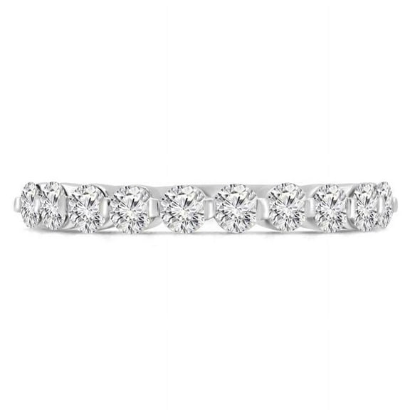 0.66 CTW Round Diamond Semi-Eternity Wedding Band Ring in 14K White Gold - Size 5