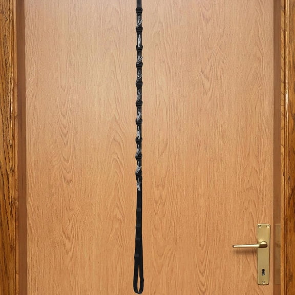 FOMIYES Black Over Door Clothes and Hat Rack with Metal Clip Hangers 1 Rope 10 Clips 2 Door Hooks