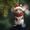 thumbnail image 5 of Christmas Mouse Flat Ornament for Tree and Car Decor, Festive Holiday Home Decoration Gift, 5 of 5