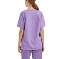 thumbnail image 5 of Ydkzymd Scrub Tops Women Stretchy with Pockets V-Neck Nurse Uniforms Petite Scrub Tops Short Sleeve Stretch Soft Shirts Light Purple XL, 5 of 5