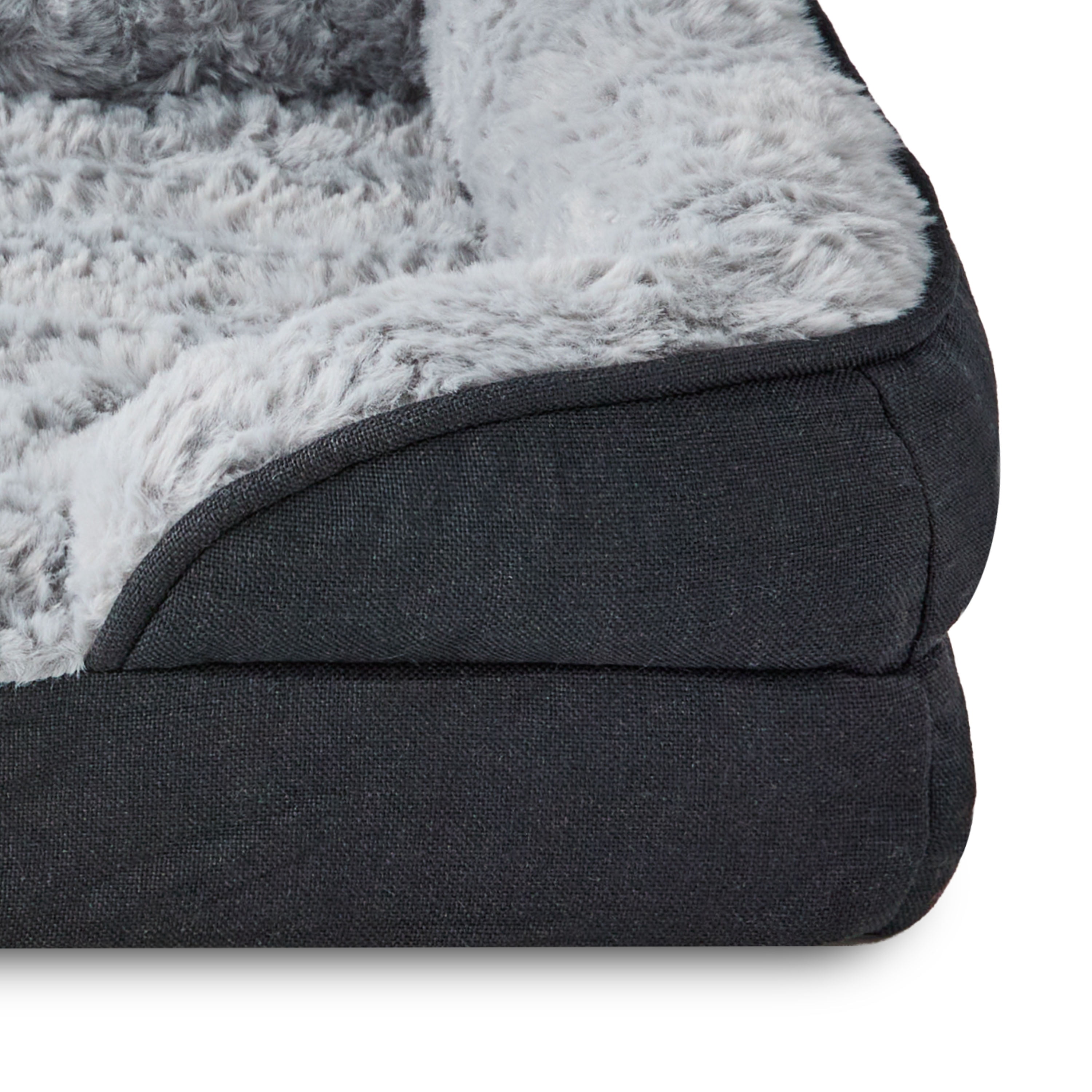 Vibrant Life Extra Small Orthopedic Bolster Dog Bed, Black, 15" x 20"