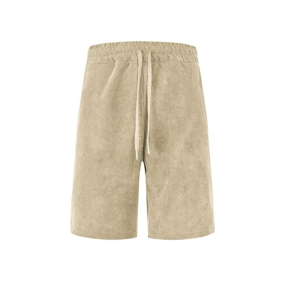 ADSSDQ Corduroy Shorts Men with Pockets Mens Corduroy Shorts Drawstring Elastic Waist for Spring Summer Beach Casual Shorts Khaki 2XL