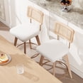 thumbnail image 5 of ONEVOG 26.2" Swivel Counter Stools Set of 2, Soft Boucle Upholstered with Breathable Cane Back, Farmhouse Counter Height Chairs for Kitchen Island,White, 5 of 10