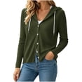 thumbnail image 4 of Azrian Women’s Hooded Knit Button Front Cardigan, Long Sleeve Knit Jacket Sizes S-2XL, 4 of 9