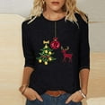 thumbnail image 2 of yoeyez Christmas 3/4 Sleeve Shirts for Women Christmas Snowman Print Top Cute Santa Print T Shirt Round Neck Holiday Shirt Tops Women Sweaters Multicolor M, 2 of 6