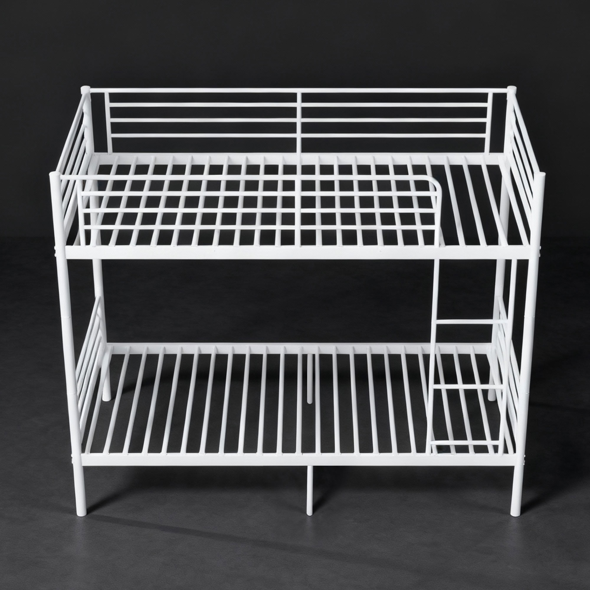 MAYEERTY Twin Over Twin Metal Bunk Bed with Ladder and High Guardrail, Heavy Duty Steel Frame, Space-Saving Bed for Kids Teens Adults Bedroom Dorm, No Box Spring Needed