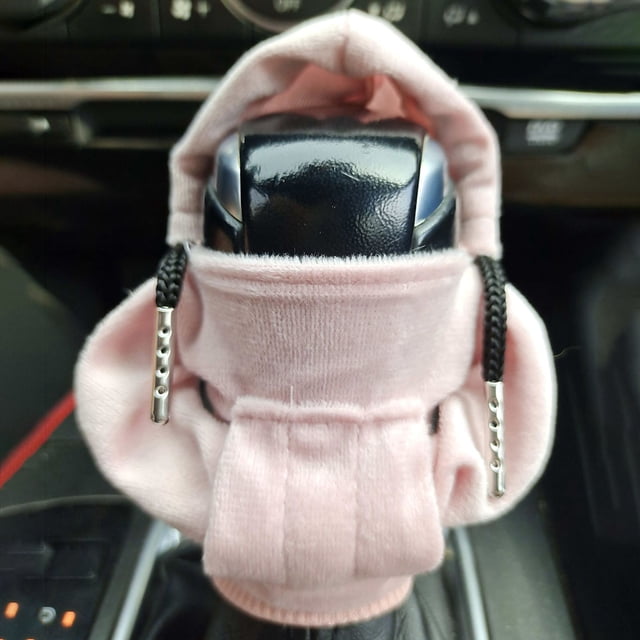 Sudadera con capucha para palanca de cambios de coche, mango manual, accesorios interiores (rosa)