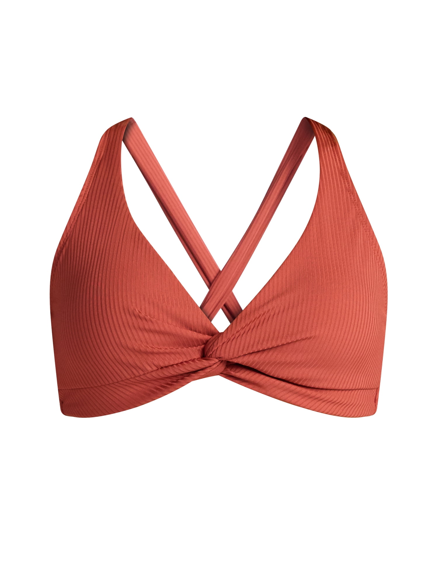 Time and Tru Women's Ribbed Twist Front Bikini Top, Sizes XS-2X