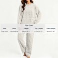 thumbnail image 3 of MOONDU Women's Fleece Pajama Set Plush 2 Piece Long Sleeve Elastic Waist Jacquard Solid Color Winter Warm Sleepwear, 3 of 9