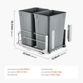 thumbnail image 6 of VEVOR Pull-Out Trash Can, 35 QT x2 Double Under Mount Kitchen Waste Container, Heavy Duty Garbage Recycling Bin with Door Kit and Soft Close Slide, for Kitchen Cabinet, Sink, Under Counter (Grey), 6 of 9