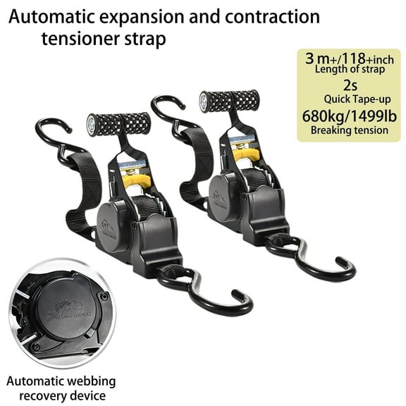 Automatic Expansion & Contraction Tensioner Strap – Adjustable Elastic Tie-Down Strap for Cargo, Luggage, and Outdoor Use
