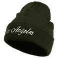 thumbnail image 2 of Los Angeles Embroidered Long Cuff Beanie - Green OSFM, 2 of 5
