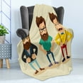 thumbnail image 4 of Geek Soft Flannel Fleece Blanket, Hipster Fashion Themed Cartoon Image of Men Wearing Pullovers Jackets and Suspenders, Cozy Plush for Indoor and Outdoor Use, 50" x 70", Multicolor, by Ambesonne, 4 of 5