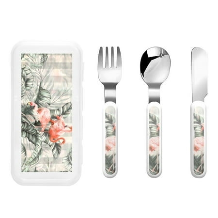 

Balery Tropical With Flamingos for Stainless Steel Kids Silverware Set - Child and Toddler Safe Flatware - Children s Knife Fork And Spoon Set - Metal Kids Cutlery Set