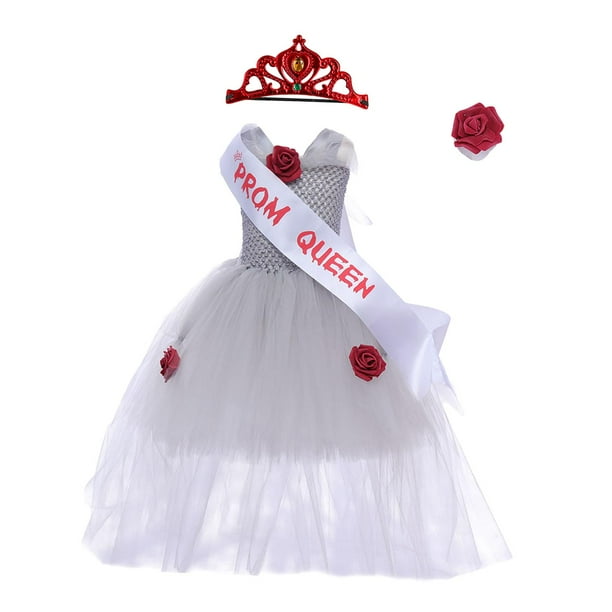 Vestido de malla con tocado para disfraz de princesa para niña para actuación en el escenario Gris