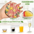 thumbnail image 2 of Yayeee 6 PCS Drink Coasters with Holder Set Woven Absorbent Round Tabletop Hot Pad, Red Striped Lemon, 2 of 7