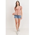 thumbnail image 4 of Front Tie Floral Waffle Top, 4 of 5