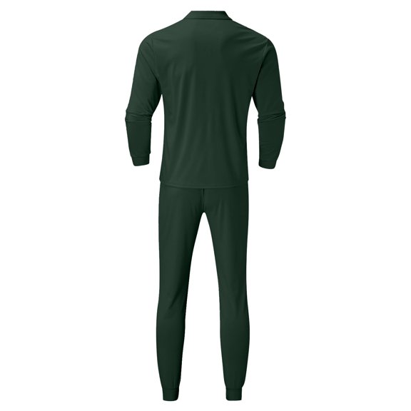 Gubotare Two Piece Set for Men Solid Turndown Neck Long Sleeve Shirts & Long Pants Sets (Green, XXXL)