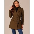 thumbnail image 2 of INSPIRE CHIC Manteau Trench Long à Revers Cranté à Double Boutonnage avec Ceinture pour Femme, 2 of 7