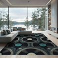 thumbnail image 2 of ODIKA 8'x10' Washable Area Rug Vinyl Music Retro Dj Turntable Border Player Cassette Record Vintage Refined for Living Room, Under Sectional, Family , Durable, Non-Slip, 2 of 7