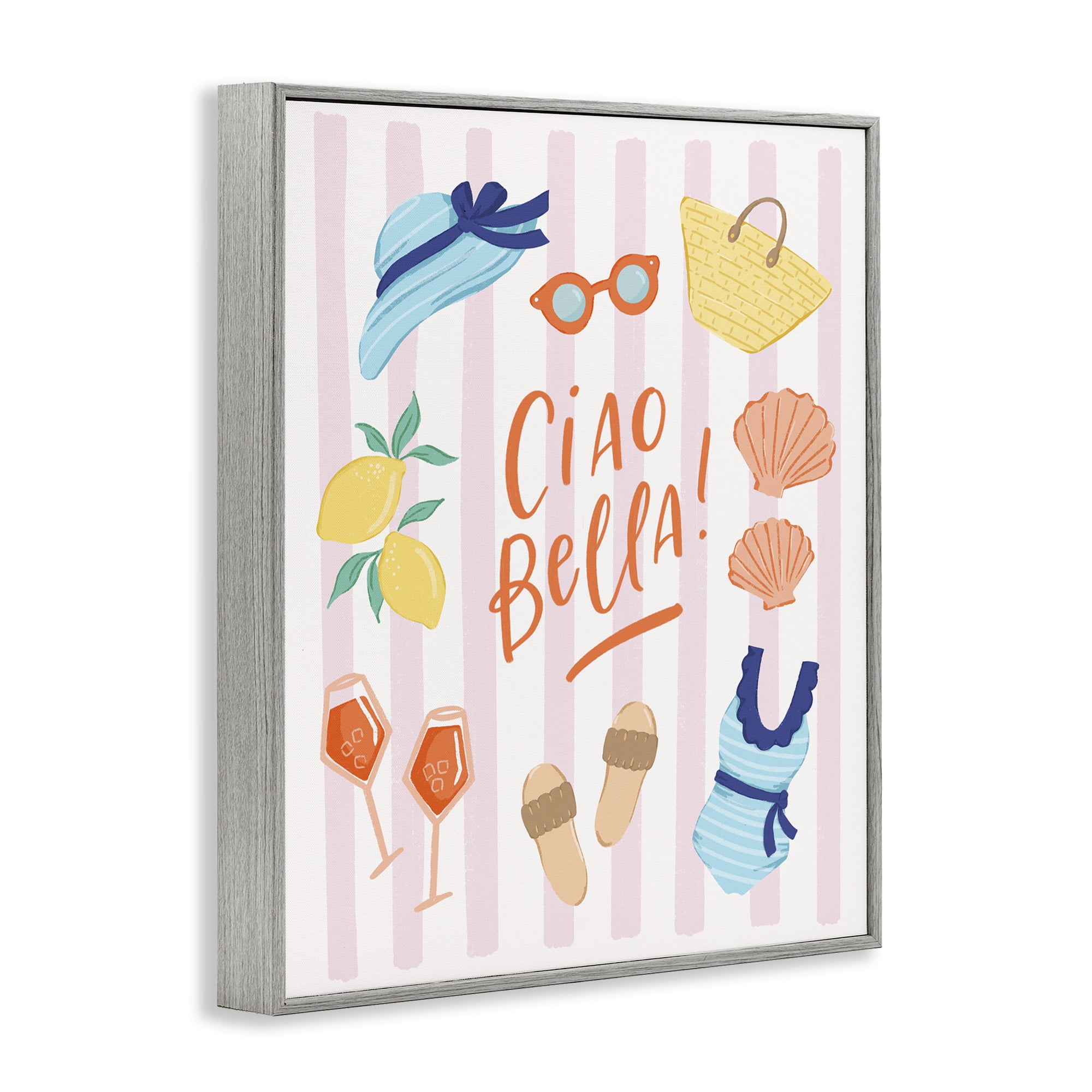 Stupell Industries Summer Ciao Bella Gray Framed Giclee Art, design by Sandra Picco