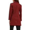 thumbnail image 3 of INSPIRE CHIC Double Breasted Winter Coat for Women's Lapel Neck Long Sleeve Outerwear Overcoat XL Burgundy, 3 of 6