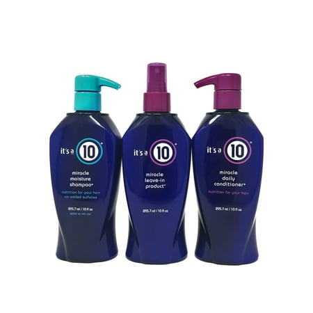 It's a 10 Miracle Nourishing, Moisturizing Daily Shampoo, Leave-in Conditioner, Full Size Set - 3 Piece