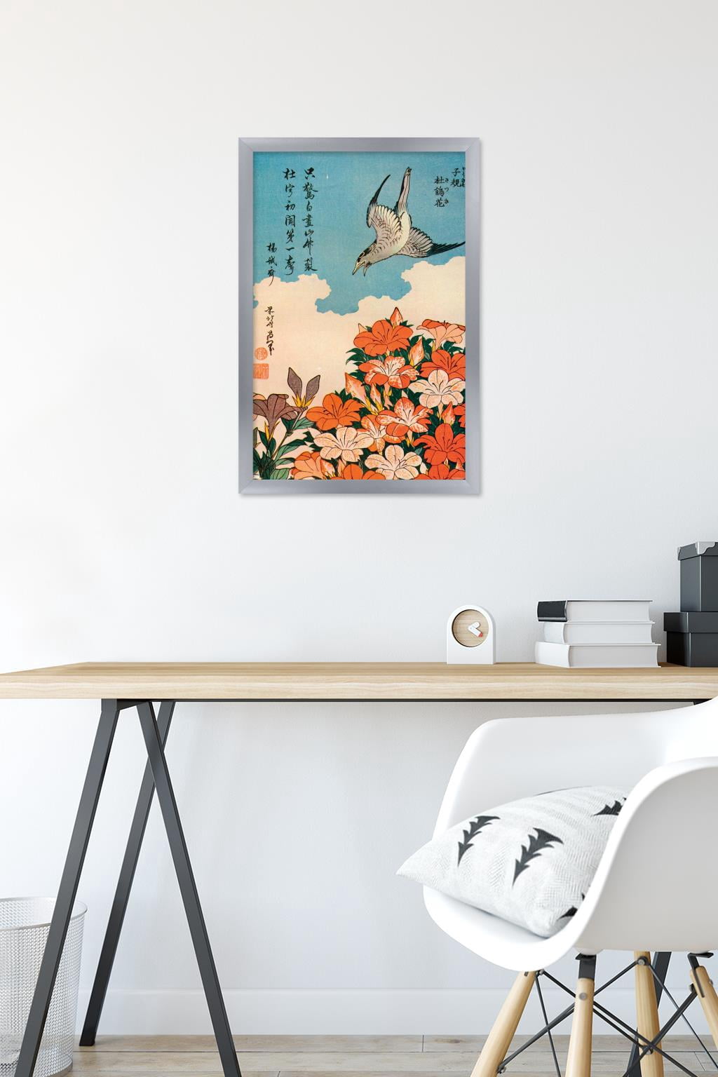 Cuckoo and Azalea by Katsushika Hokusai Wall Poster, 14.725" x 22.375" Framed