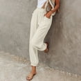 thumbnail image 2 of EDFBUYKRS Female Women Pants Casual Wide Leg Sweatpants Women Short Fashion Women Plus Size Drawstring Casual Solid Elastic Waist Pocket Loose Pants S, 2 of 9
