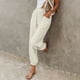 thumbnail image 2 of Pantalones casuales con cordón para mujer talla grande - Cintura elástica, bolsillos, poliéster, corte holgado, aptos para el día a día, la playa y para dormir, para todas las estaciones, 2 of 8