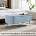 thumbnail image 6 of Othniel 39" Blue Boucle Storage Ottoman Bench Gold Legs Modern Footrest for Living Room Bedroom, 6 of 8