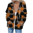 thumbnail image 1 of Chandail en Molleton Chat Citrouille Pull Col Rond Halloween pour Femmes Manches Longues Décontracté Ample, 1 of 7