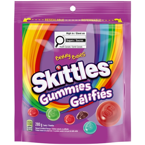 SKITTLES, Wild Berry Gummy Candy, Sharing Bag, 280 g