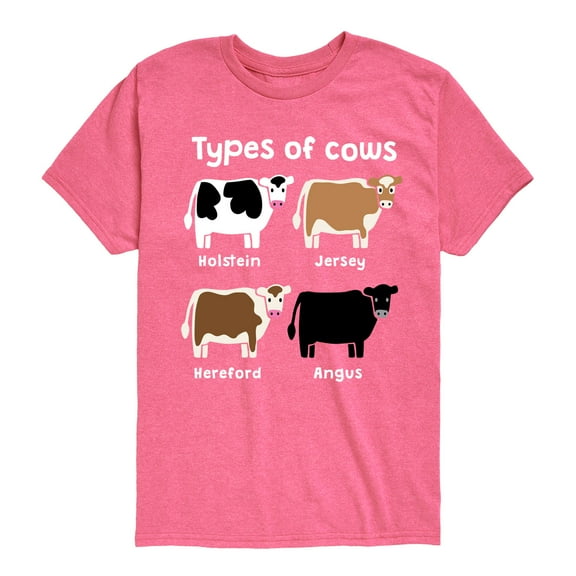 Instant Message - Types Of Cows - Toddler & Youth Short Sleeve Graphic T-Shirt
