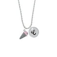 thumbnail image 2 of Delight Jewelry Silvertone 3-D Resin Strawberry Ice Cream Cone with Crystals Silvertone Script Initial Disc - C - Charm Necklace, 20"+3", 2 of 4