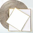 thumbnail image 2 of Balsa Circle 10 Concave White 8" Square Disposable Salad Dinner Plastic Plates Gold Trim Party Events Decorations, 2 of 8
